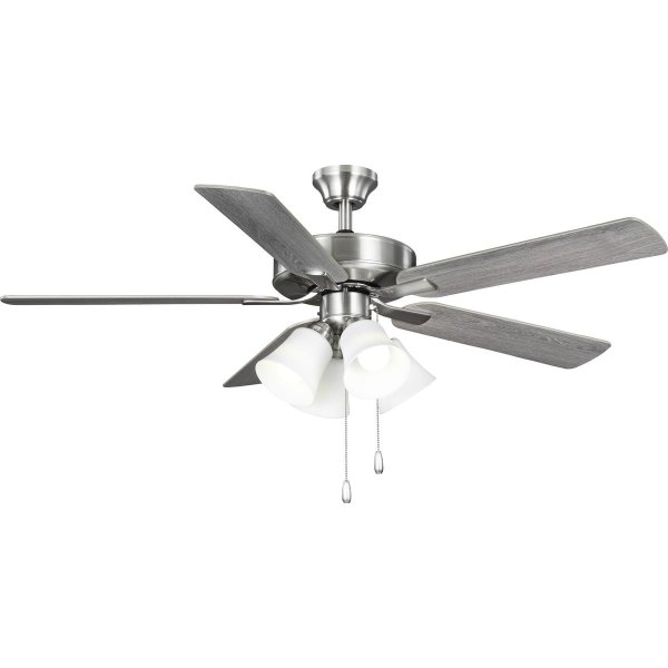 AirPro 52 in. Indoor Brushed Nickel Transitional Ceiling Fan with 3000K Light Bulbs Included with Remote