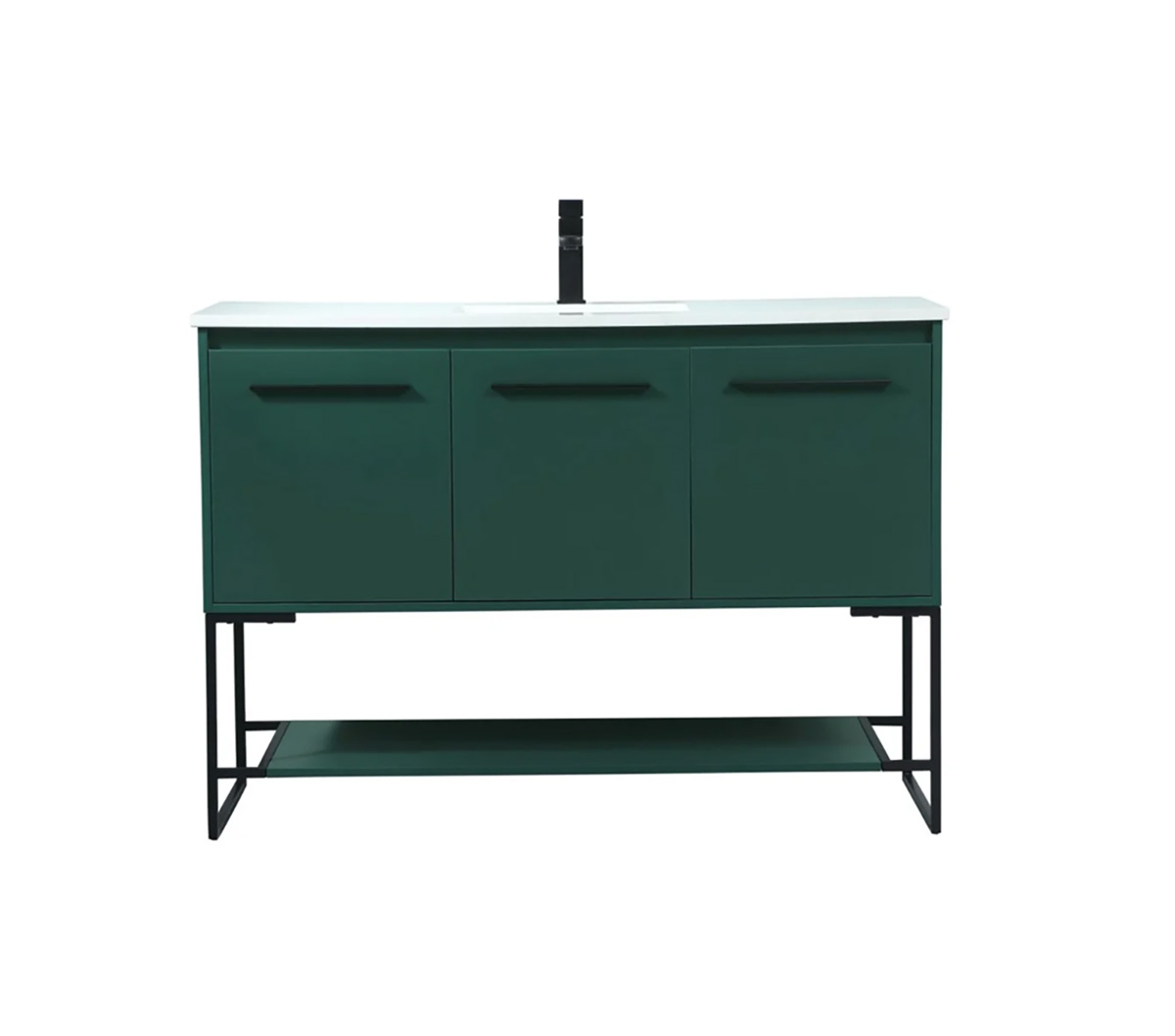 Elegant Lighting Sloane 48" Free Standing Single Basin Vanity Set with Cabinet and Engineered Marble Vanity Top Green