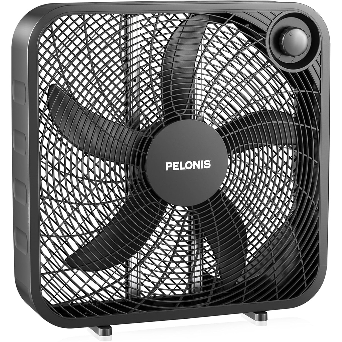 Pelonis 20 Inch Box Fan – 3 Speeds, 25ft/s, Floor Fans, Superior Air Throw (2295 CFM), Lightweight, 5 Blades, Portable &amp; Durable for Bedroom, Office, Living Room, Garage