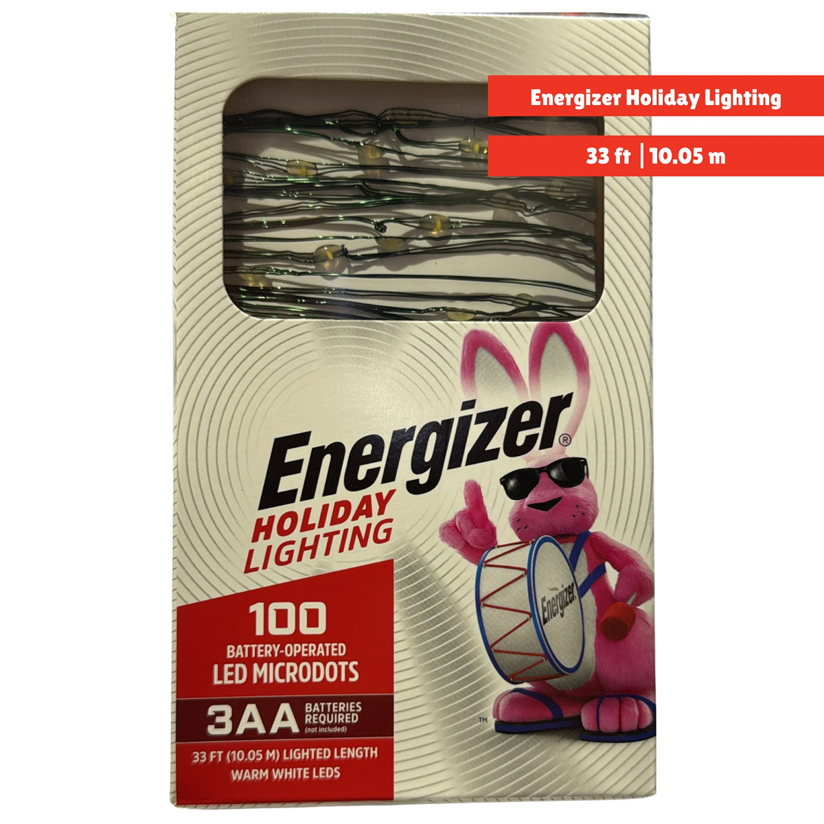 Energizer Microdot Christmas Holiday Lighting - 100 LED Microdots - Warm White