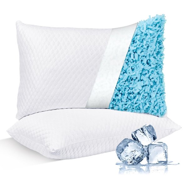 Ntcoco Cooling Shredded Memory Foam Bed Pillows - Standard Size Pack of 2